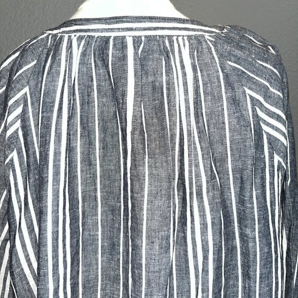 LANE BRYANT Long Balloon Sleeve Peasant Blouse - Linen Blend -Black & White - 26 - Picture 7 of 13